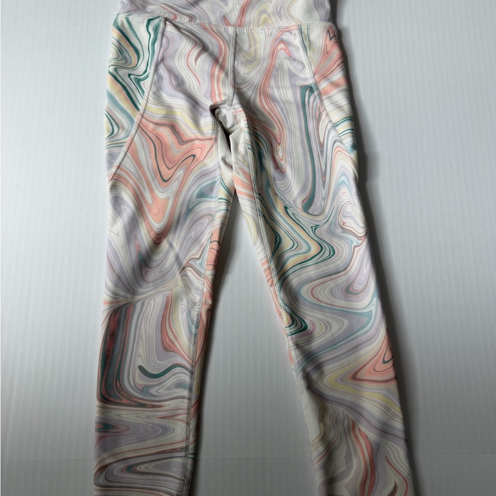 Old Navy Pastel Marble-Print Leggings in Pink, Green, Yellow, Purple